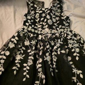 Rare Editions Black and White Floral Kids Dress